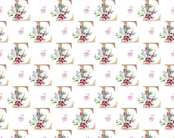 Christmas Wrapping Paper Monogram E | Thick, Luxury White Gift Wrap