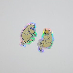 Moomin Troll & Snork Maiden 1&quot; x 1.7&quot; Holographic/Glossy Vinyl Sticker - Moomin Valley