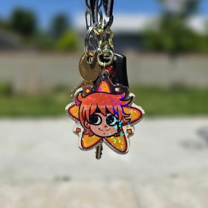 Scott Pilgrim (Double sided) Acrylic Keychain - One side Holographic - One side Epoxy - Star Shaped Keychain - Scott Pilgrim Takes Off