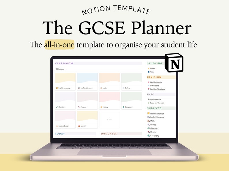 GCSE Student Notion Template Academic Planner, School Organiser ...