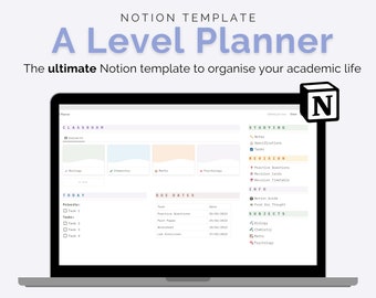 student planner notion template A Level Planner - Notion Template | Academic, School, Student, Revision, Digital Planner for Notion