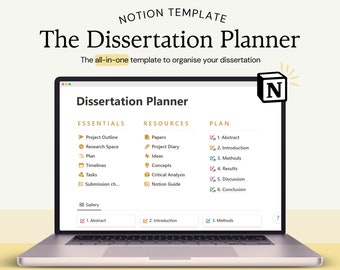 Modèle de notion de planificateur de thèse | Planificateur de thèse, organisateur de recherche, outil de productivité, planificateur numérique pour Notion