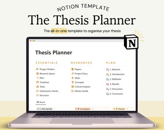Thesis Planner Notion Template | Dissertation Planner, Research Organiser, Productivity Tool,  Digital Planner for Notion