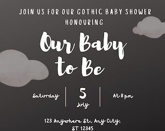 Gothic Baby Shower Invitation | Victorian, Alternative (Digital Download)
