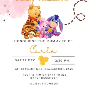 Winnie the Pooh Baby Shower Invitation: Customizable Download