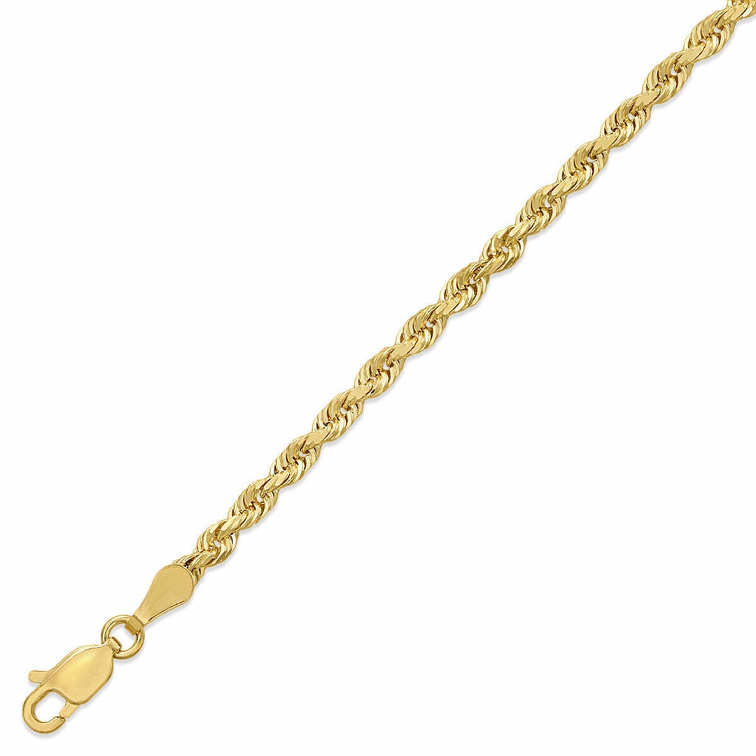 3m Rope Chain 14k Solid Yellow Gold 3mm Rope Chain Necklace 16