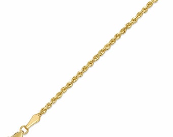14k Solid Yellow Gold 2mm Rope Chain Necklace 16" 18" 20" 22" 24" 26"