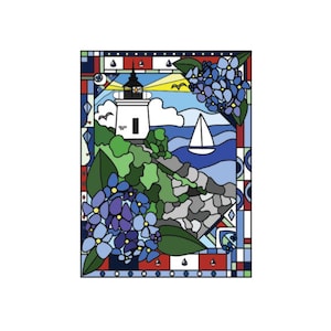 Stained Glass Lighthouse Print