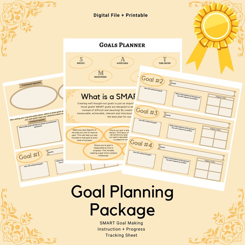 Smart Goal Ribbon Printable SMART Goal Planner + Progress Tracking - Etsy