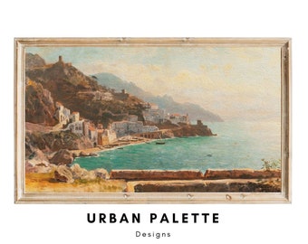 Samsung Frame TV Kunst Vintage, Italien Amalfi Küste Landschaft Gemälde, Digitale Kunst, Amalfi Küste Kunst| Art Frame TV, Digitaler Download