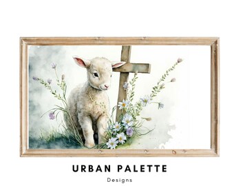 Samsung Frame TV Art Easter, Religious Art, Christian Art, Lamb of God Easter Lamb, Watercolor Easter Painting, Instant Digital Download