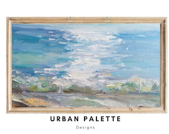 Samsung Frame TV Art Coastal, Texture Abstract Oil Painting for Frame Tv, Modern  Art, Beach Landscape Painting, Instant Digital Download