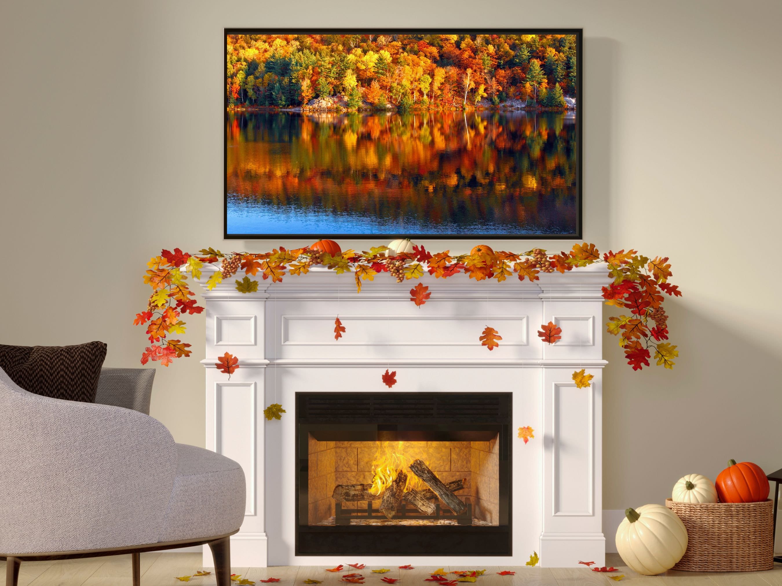 Fall Tv Screen Samsung Frame TV Art Fall, Autumn Landscape Fall Foliage Reflection in ...