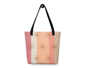 Peach Fuzz Floral Tote Bag Gift For Moms