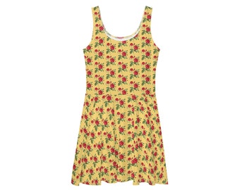 Cute Yellow Floral Spring Skater Dress