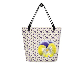 Pansy Floral Summer Weekend Fun Tote Bag