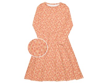 Peach Fuzz All Over Heart Print Midi Dress