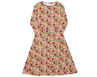 Peach Fuzz Color Roses Garden Midi Dress