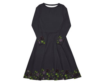 Dark Floral Spring Long Sleeve Dress