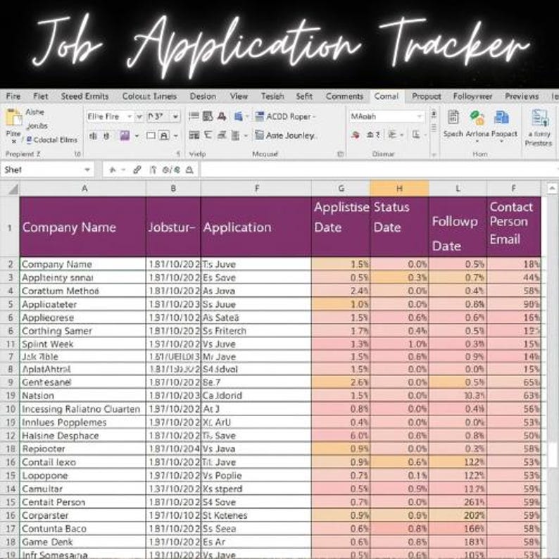 Job Application Tracker Excel Spreadsheet | Career Planner With ...