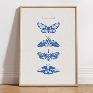 Butterfly Poster Blue Butterfly Art Print Neutral Art Butterfly Print Spiritual Art Transformation Butterfly Printable Art Apartment Decor