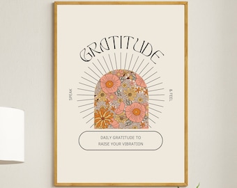 Gratitude Print Affirmation Poster Spiritual Art Print Gratitude Quote Wall Art Retro Print Spiritual Quote Printable Art - DIGITAL DOWNLOAD