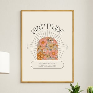 Póster de afirmación de gratitud, impresión de arte espiritual, impresión de arte de pared con cita de gratitud, impresión retro, arte imprimible con cita espiritual - DESCARGA DIGITAL