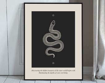 Black and White Wall Art Snake Art Print Spiritual Art Decor Black and White Art Print Spiritual Quote Wall Art for Men Minimalist Snake