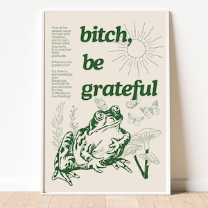 Grappige poster dankbaarheid kunst print dagelijkse dankbaarheid poster positieve affirmaties poster retro kunst print grappige muur kunst kikker poster grappige kikker