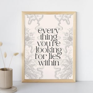 Neutral Art Print Neutral Apartment Decor Vintage Art Spiritual Quote Black and White Art for Living Room Feminine Apartment Decor
