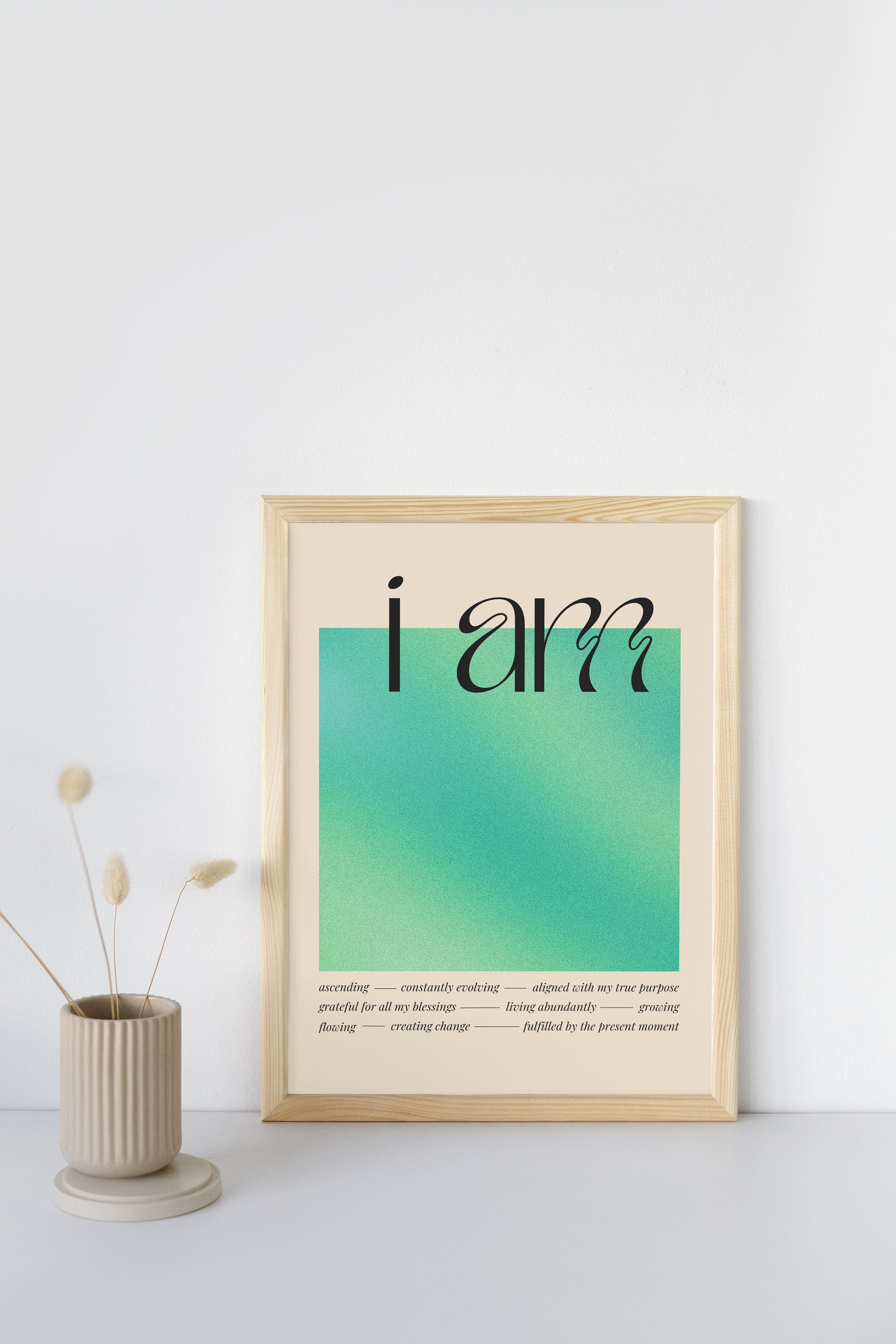 Positive Affirmation Poster Aesthetic Art Print Green Wall Art ...