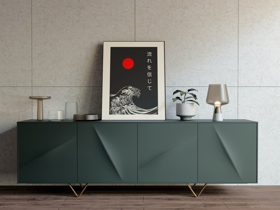 Wall Art for Men Minimalist Waves Black and White Wall Art for Men