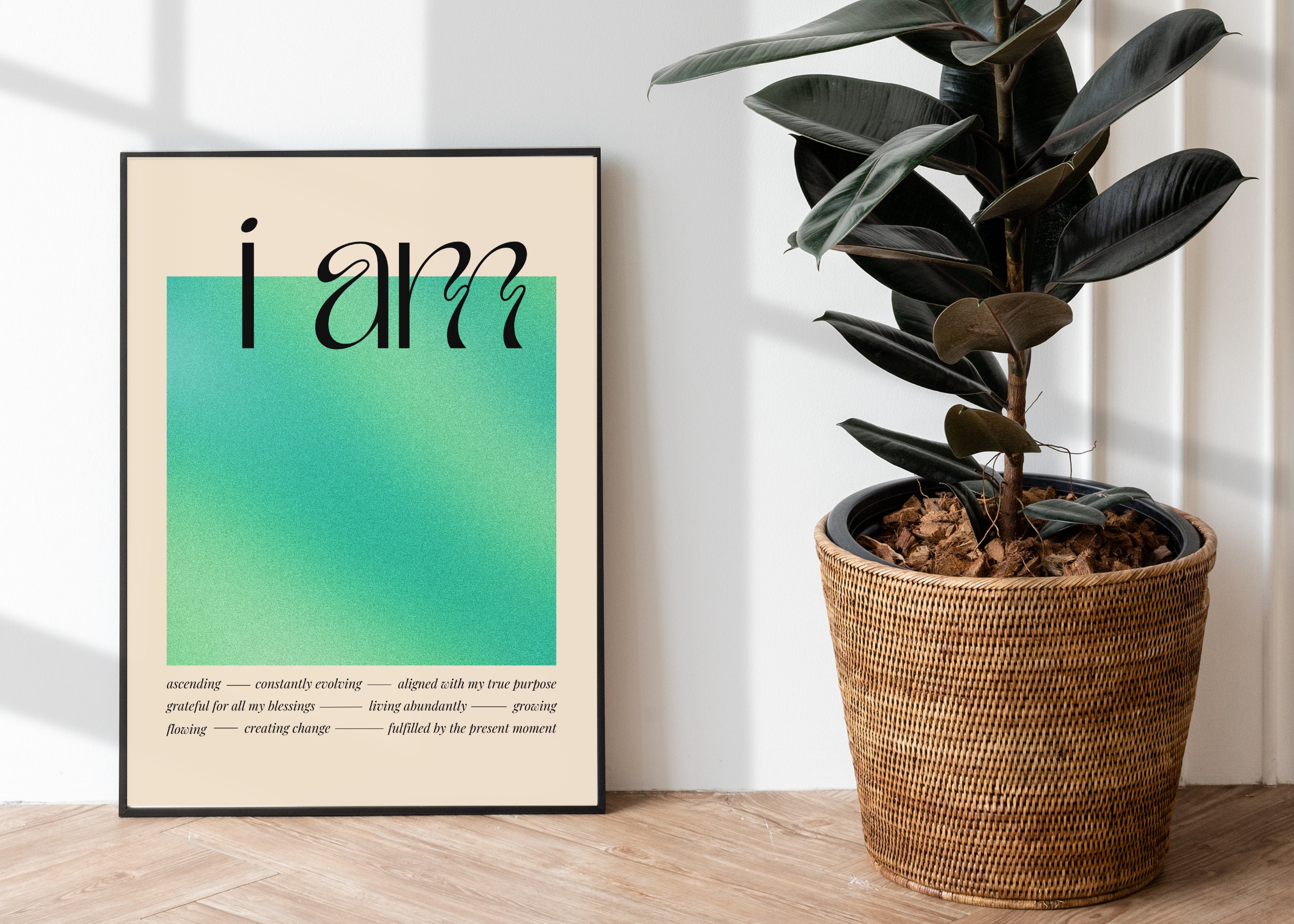 Positive Affirmation Poster Aesthetic Art Print Green Wall Art ...