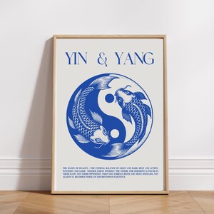 May include: A blue and white Yin Yang symbol with two fish swimming around it. The text "YIN & YANG" is at the top of the image. The text below the symbol reads "THE DANCE OF REALITY - THE ETERNAL BALANCE OF LIGHT AND DARK, REST AND ACTION, INTUITION AND LOGIC NEITHER EXISTS WITHOUT THE OTHER, FOR HARMONY IS FOUND IN THEIR FLOW, NOT THEIR OPPOSITION. WHEN YOU EMBRACE BOTH, YOU MOVE WITH LIFE, NOT AGAINST IT, BECOMING WHOLE IN THE RHYTHM OF EXISTENCE."