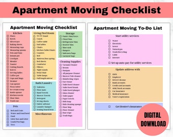 Apartment Moving Checklist, Moving Checklist, First Apartment Checklist, Condo Checklist