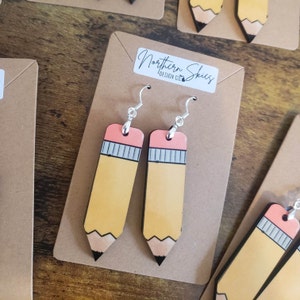 Teacher Pencil Earrings, School Earrings, Teacher Appreciation Gift, Back To School Gift, Handmade Pencil Dangle Teacher Unique Earrings