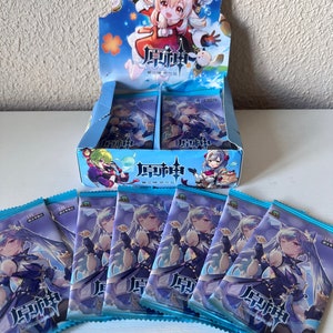 Enveloppes Cartes Genshin Impact Cartes à collectionner Mihoyo xiao ayaka diluc zhongli venti ganyu hutao kazuha raiden eula
