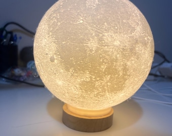 Adorable, cute, 3D printed handmade moon lamp for good vibes and cozy