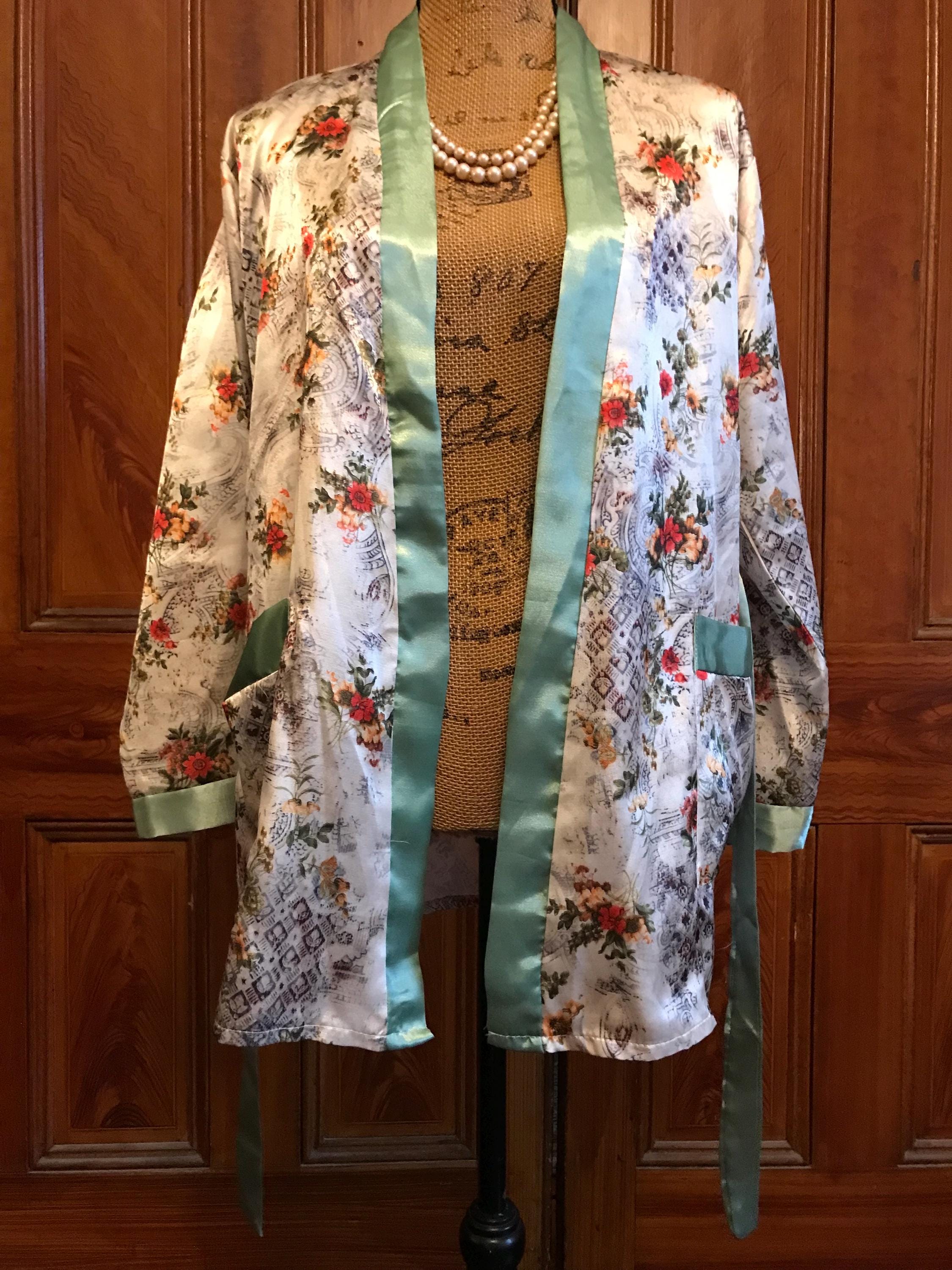 Vintage Floral Satin Robe - Etsy