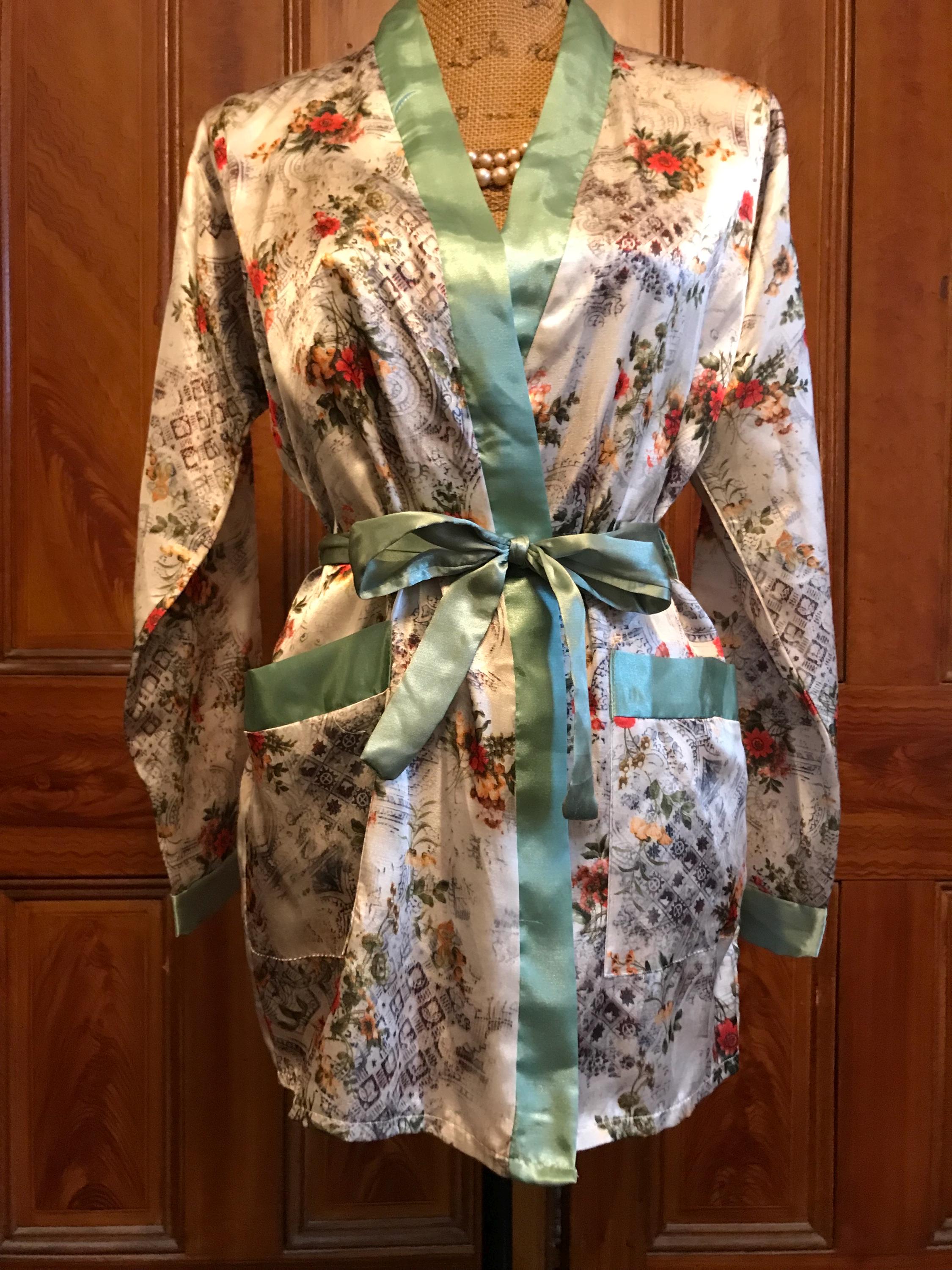 Vintage Floral Satin Robe - Etsy