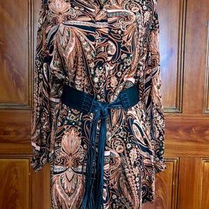 Vintage Autumn Mood Boho Hippie Gypsie  Paisley Shirt Blouse Tunic or Mini Dress