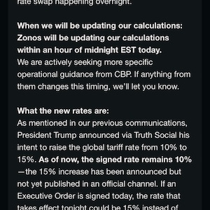 Kunden in den USA Zolltarife Versandaktualisierung Zollgebühren sollen so schnell wie möglich 10-15% betragen
