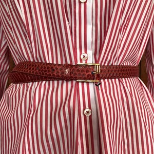 Vintage Rosy Red Classic Snake Leather Belt