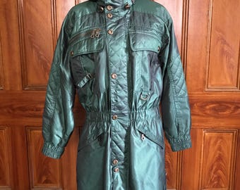 Magnifique manteau d'hiver vert sirène vintage, édition officielle des Jeux olympiques de Salt Lake City 2002