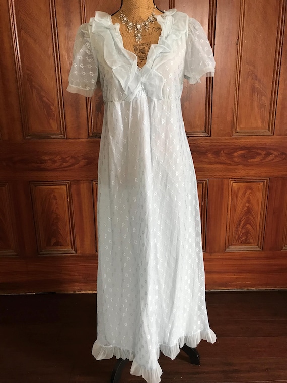 pink dress blue flowers Blue Floral Midi Summer Dress with Short Puff Sleeves Blue Floral / Small
