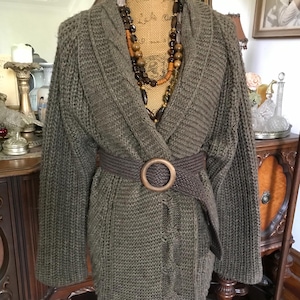 Vintage Italian Elisabetta Wool-Alpaca-Mix Boho Country Oversized Fall Winter Knit Sweater Cardigan