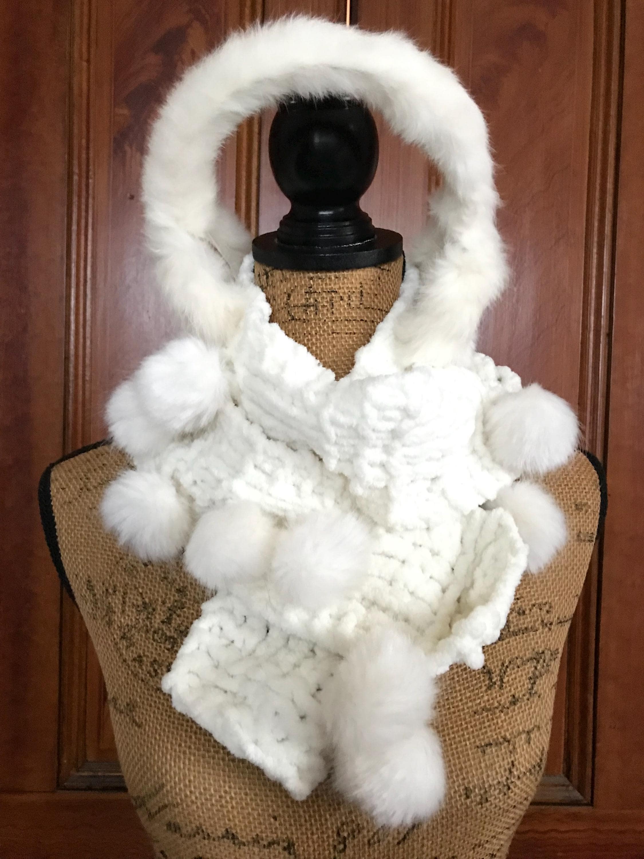 White Faux Fur Scarf and Earmuffs Set Gift Set - Faux Fur Headband and Faux Fur Scarf main image 2