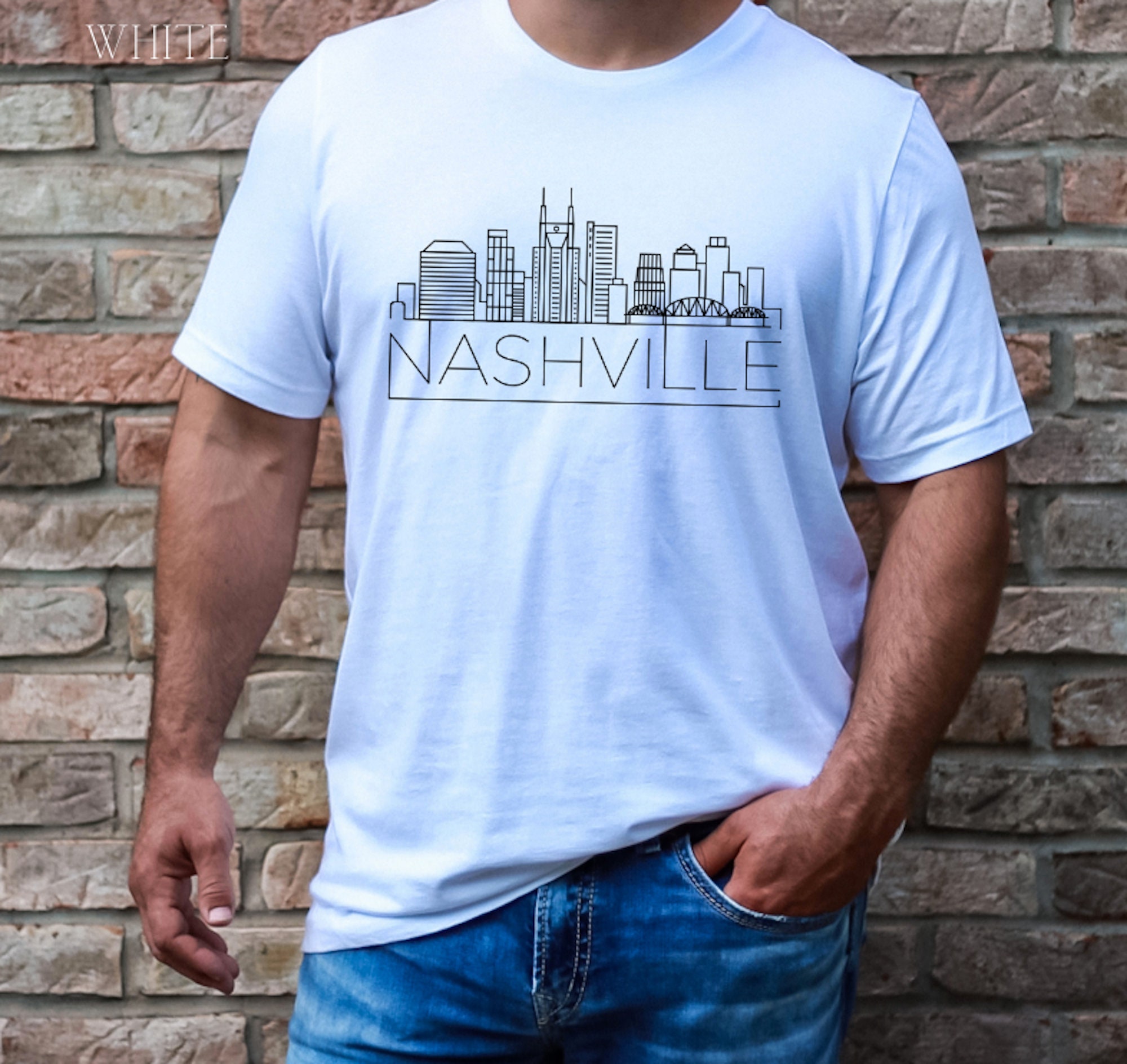 Discover Nashville Tennessee Shirt - Unisex Crewneck Skyline Nashville, Tennessee T-Shirt