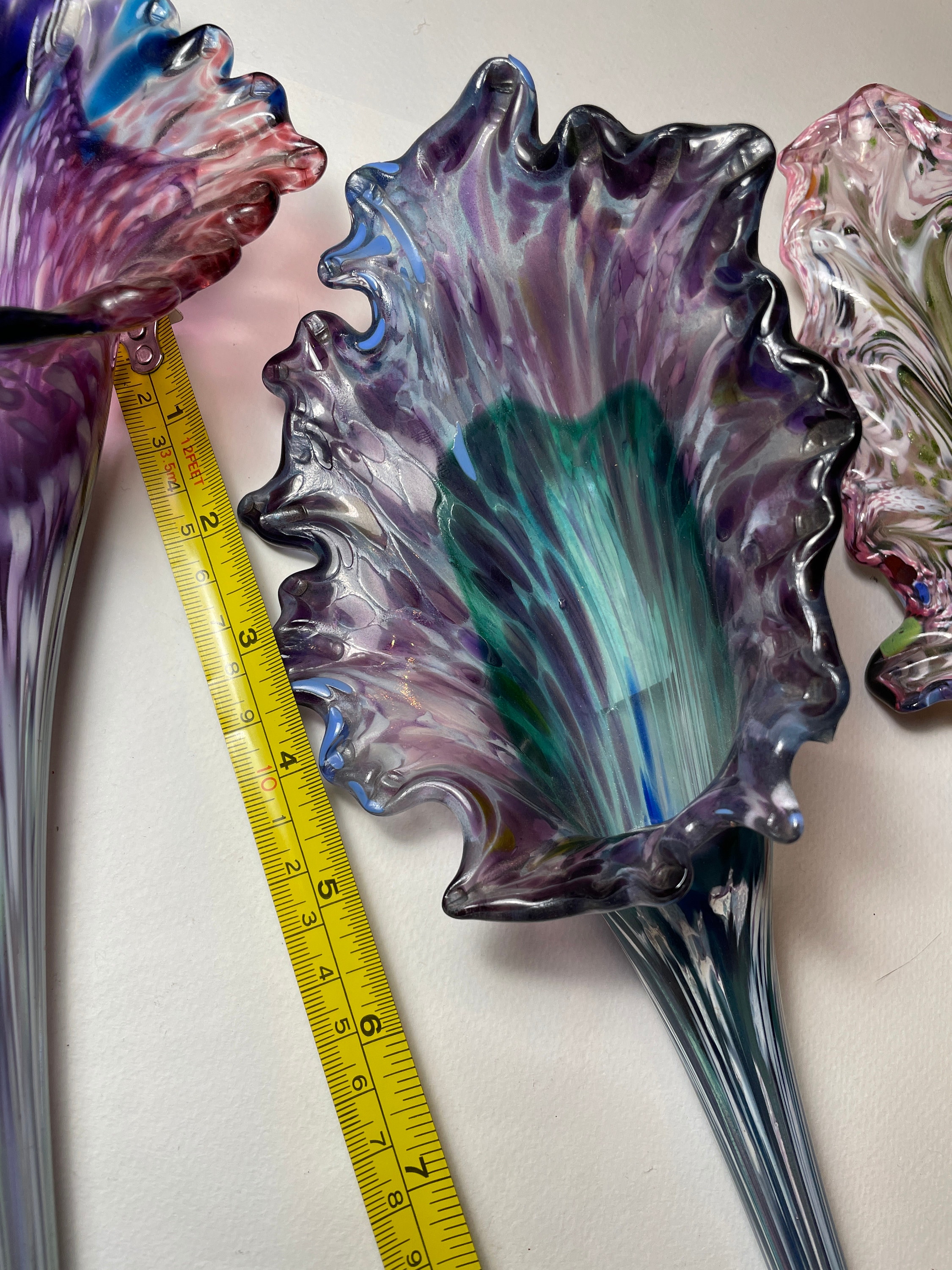 Long Stemmed Hand Blown Glass Flowers Calla Lily Sculpures Etsy