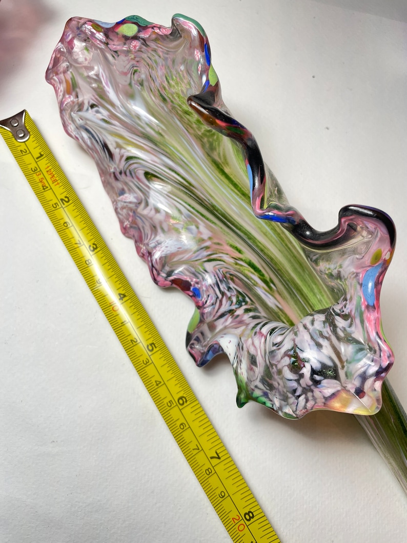 Long Stemmed Hand Blown Glass Flowers Calla Lily Sculpures Etsy